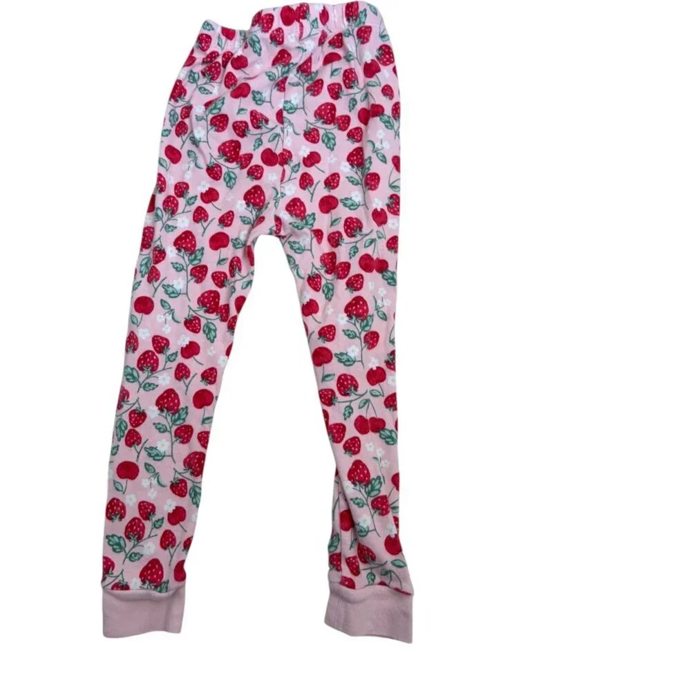 Pink Strawberry Print Pajama Set 100% Cotton 4T - Picture 4 of 4